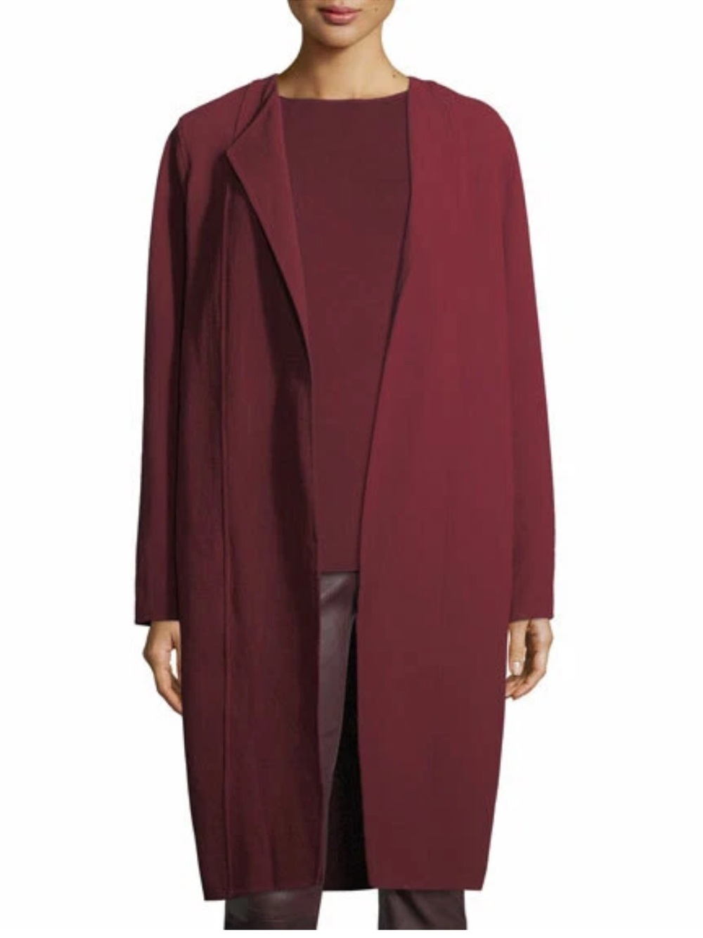 Lafayette 148 New York Nouveau Crepe Robyn Wool Coat- Shiraz